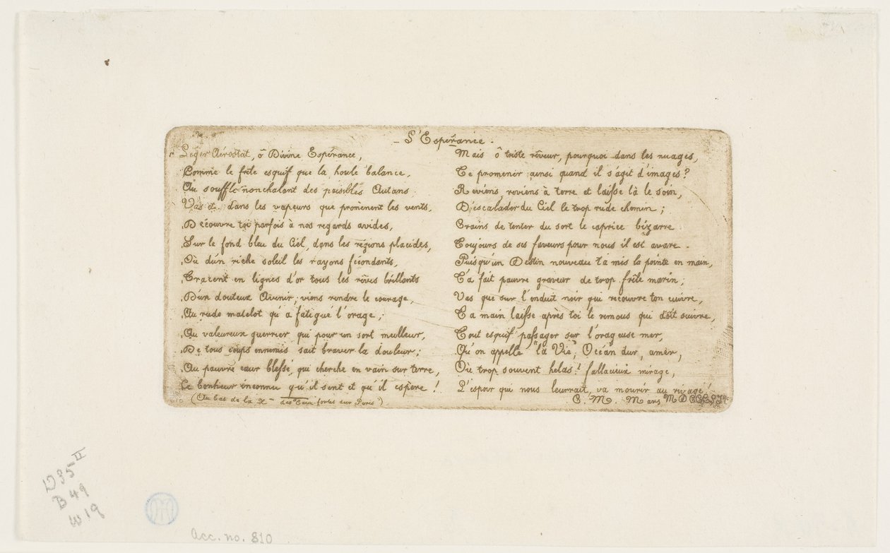 Hope (verse to accompany Pont-au-Change) by Charles Meryon