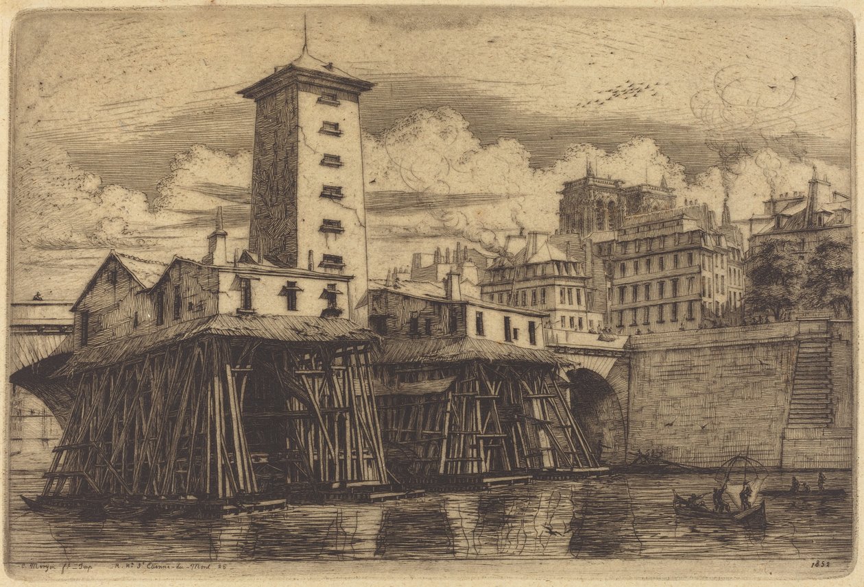 The Notre-Dame Pump, Paris by Charles Meryon