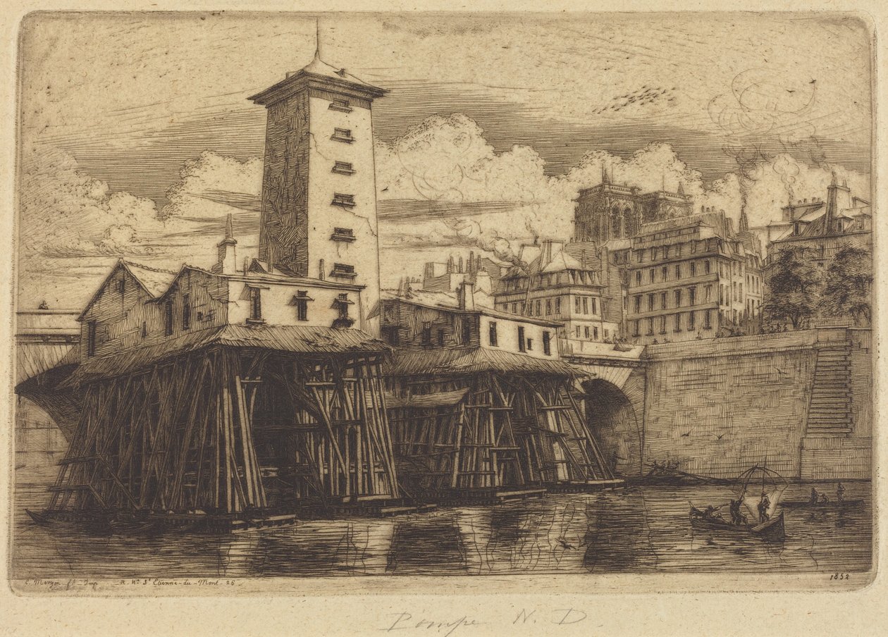 The Notre-Dame Pump, Paris by Charles Meryon