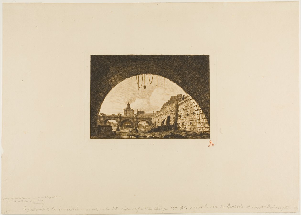 Pont-Neuf and the Samaritaine Seen from Under the First Arch of the Pont-au-Change, Paris by Charles Meryon