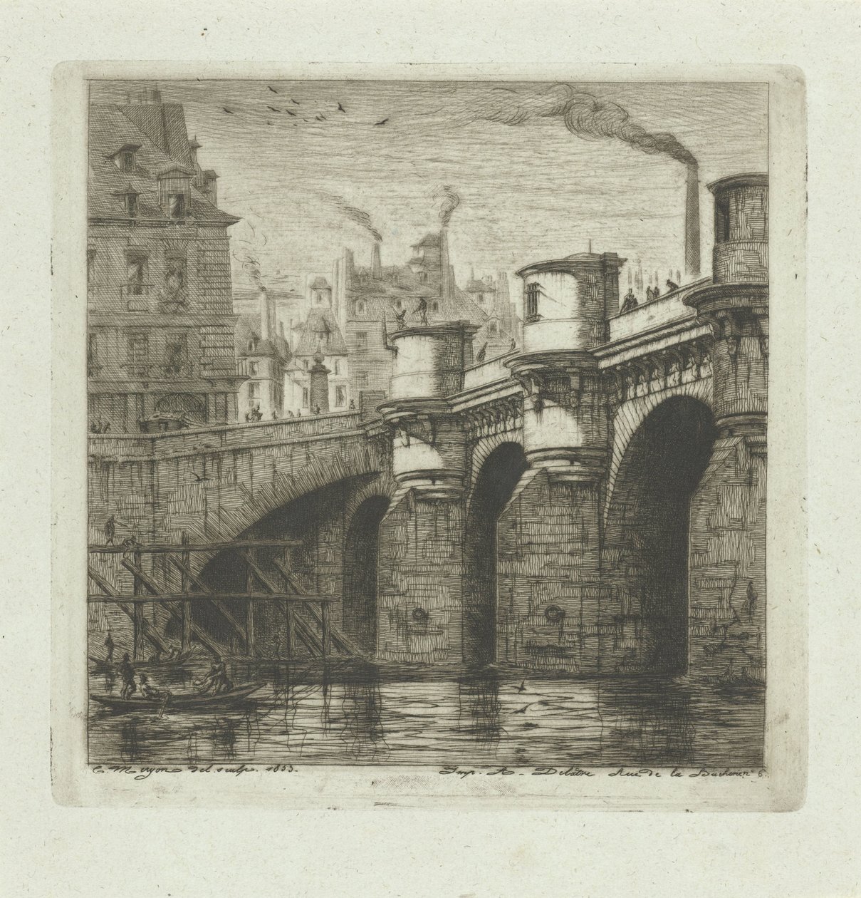 Pont-Neuf over the Seine in Paris by Charles Meryon