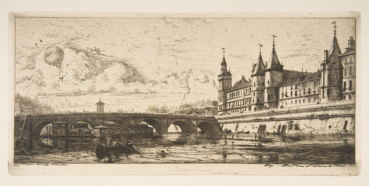 Pont-au-Change, Paris, from "Etchings of Paris" by Charles Meryon