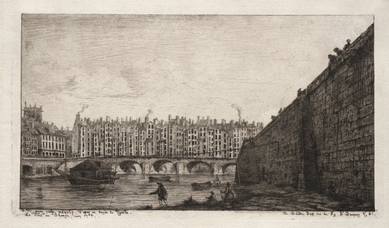 The Exchange Bridge, Paris, about 1784 by Charles Meryon