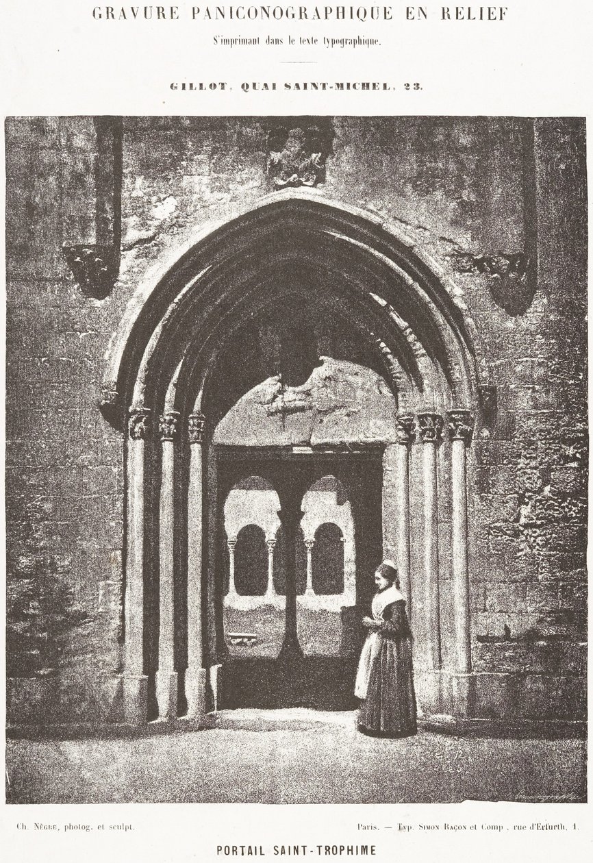 Saint-Trophime Portal; Entrance of the Cloister, Arles, Metropolitan Church of Saint-Trophime by Charles Nègre