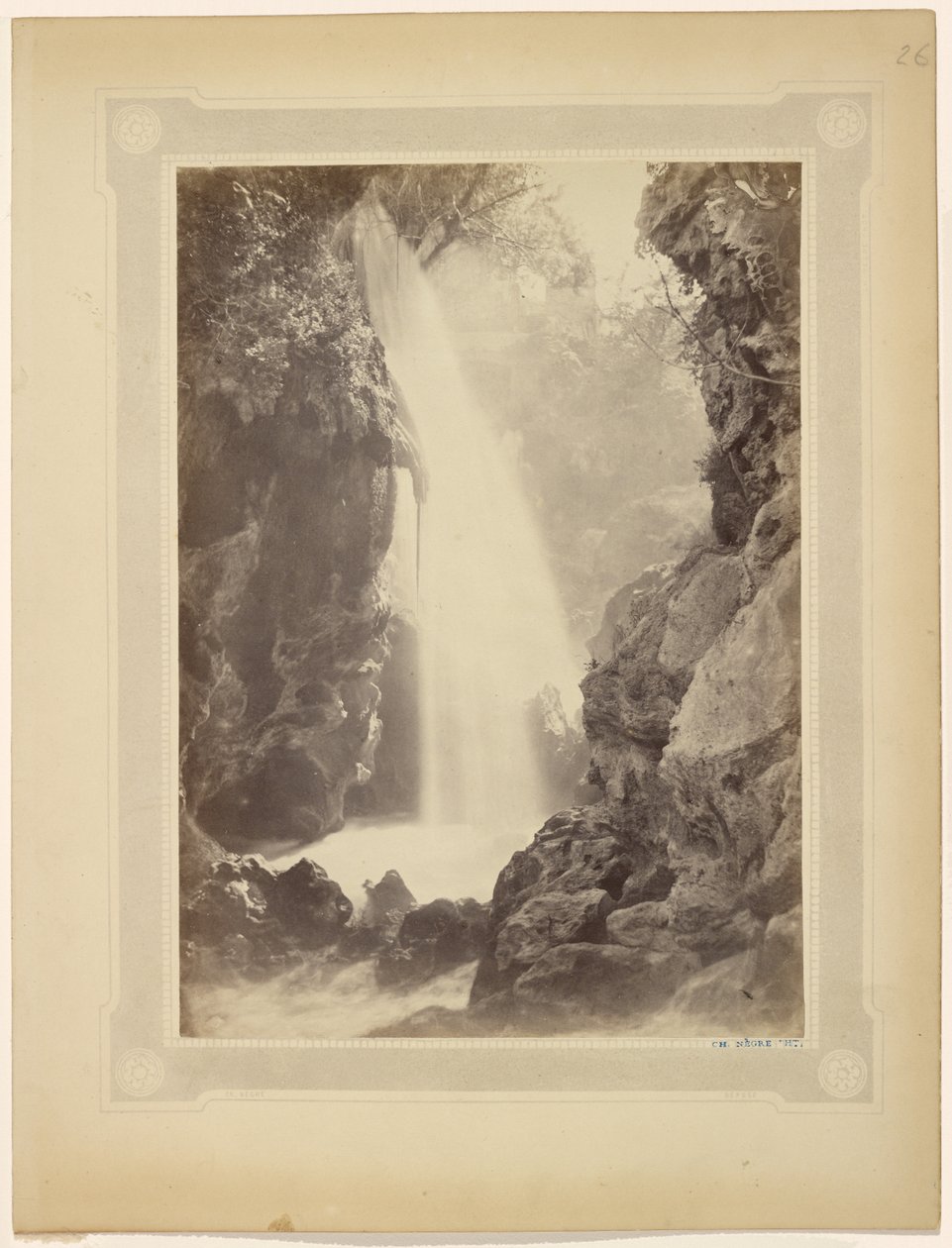 Waterfall and Rocks, South of France by Charles Nègre