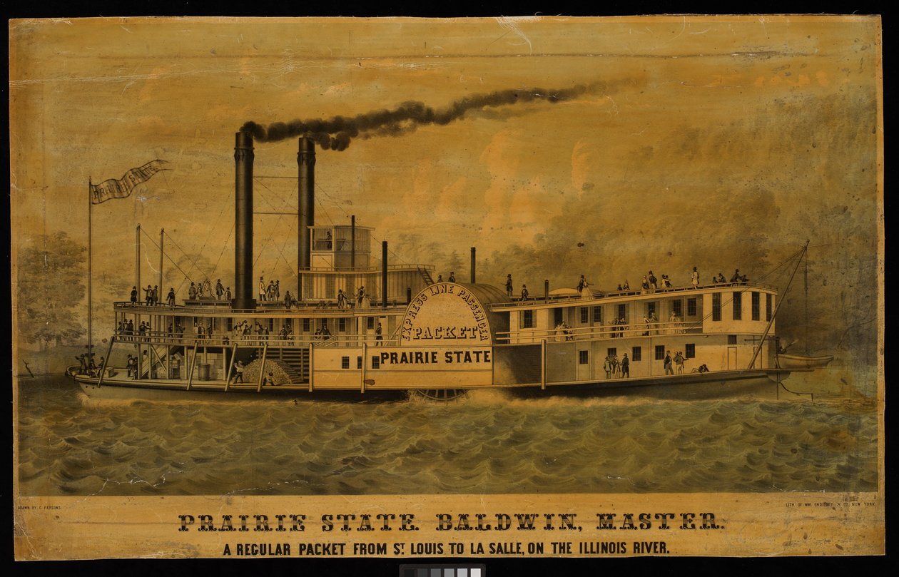 Prairie State. Baldwin, Master. A regular packet from St Louis to La Salle, on the Illinois River by Charles Parsons