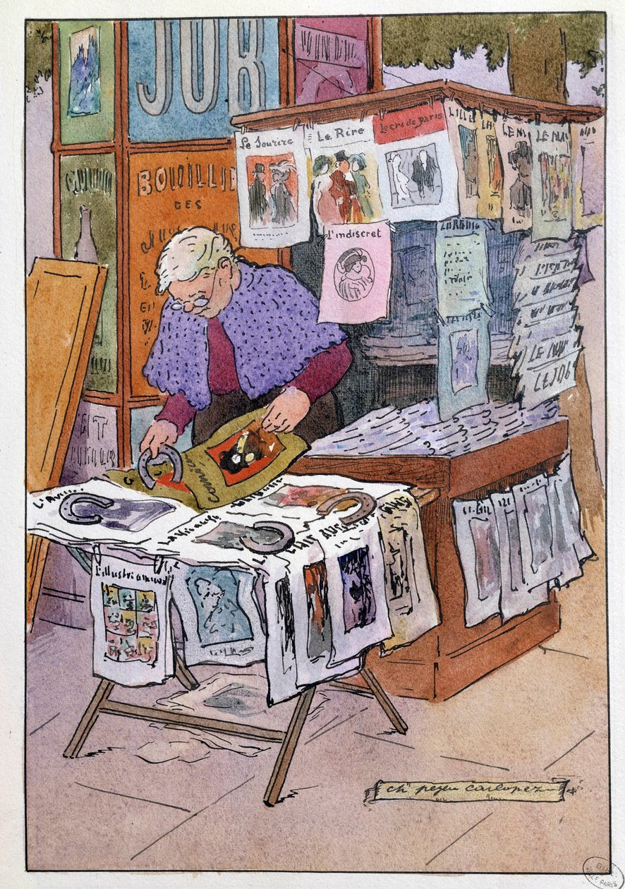 Small Metiers of Paris: The Kiosk Has Newspapers by Charles Pezeu Carlopez