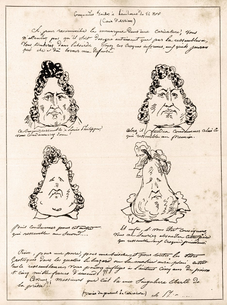 Cartoon of Louis Philippe turning into a pear by Charles Philipon - 1832 by Charles Philipon