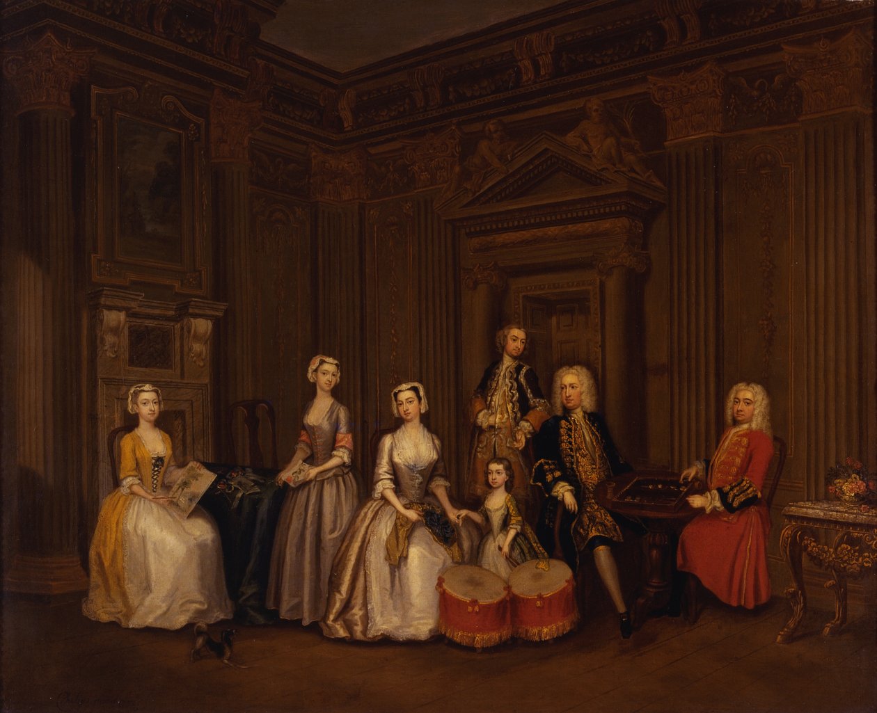 Portrait of Algernon Seymour, Lord Hertford with Colonel Tomkins Wardour, Colonel Browne, Lord Beauchamp, Frances, Lady Hertford, Lady Elizabeth Seymour, and Miss Herbert by Charles Philips