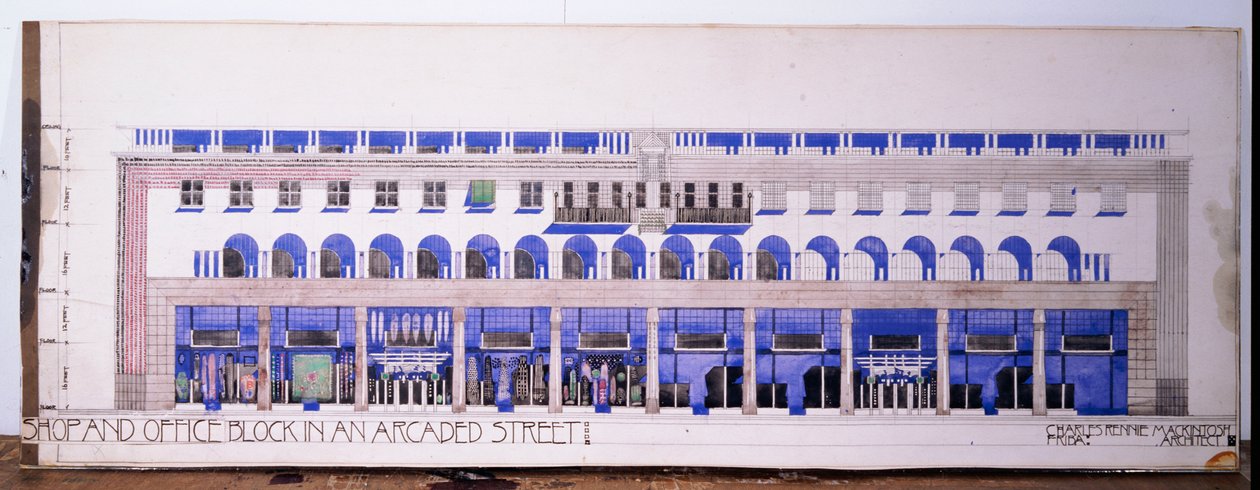 Previously Unrecorded Architectural Drawings for a Shop and Arcaded Street, c.1915 by Charles Rennie Mackintosh