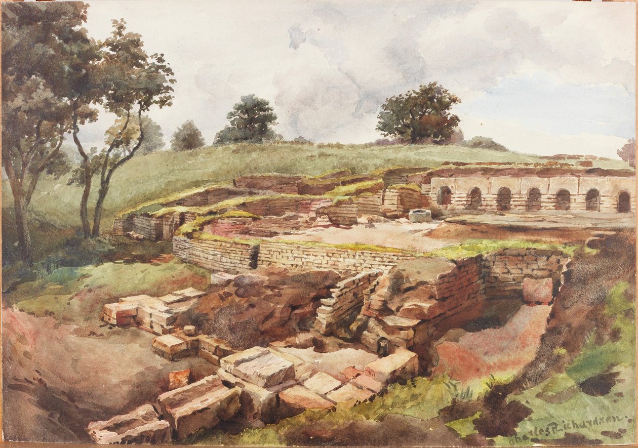 Bath House at Chesters from the North East by Charles Richardson