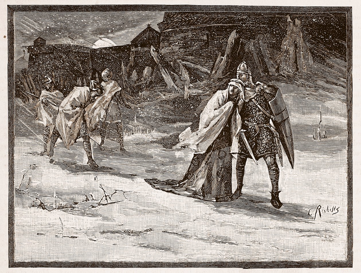 Flight of Matilda from Oxford Castle, illustration from 