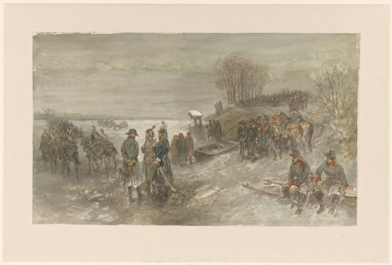 French Troops Crossing a Frozen River by Charles Rochussen