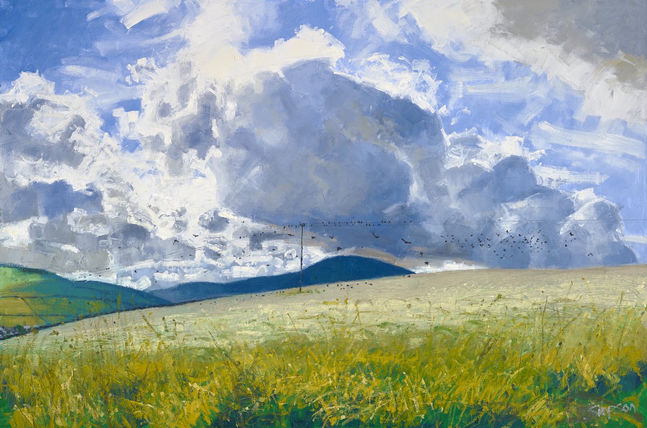 Stubble Field: Rooks & Crows, 2015 by Charles Simpson