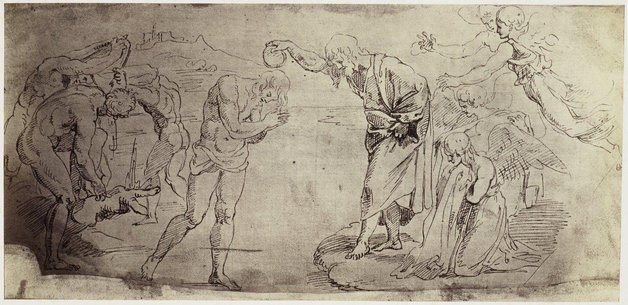 Photoreproduction of a Drawing by Raphael, Baptism of Christ in the Jordan by Charles Thurston Thompson