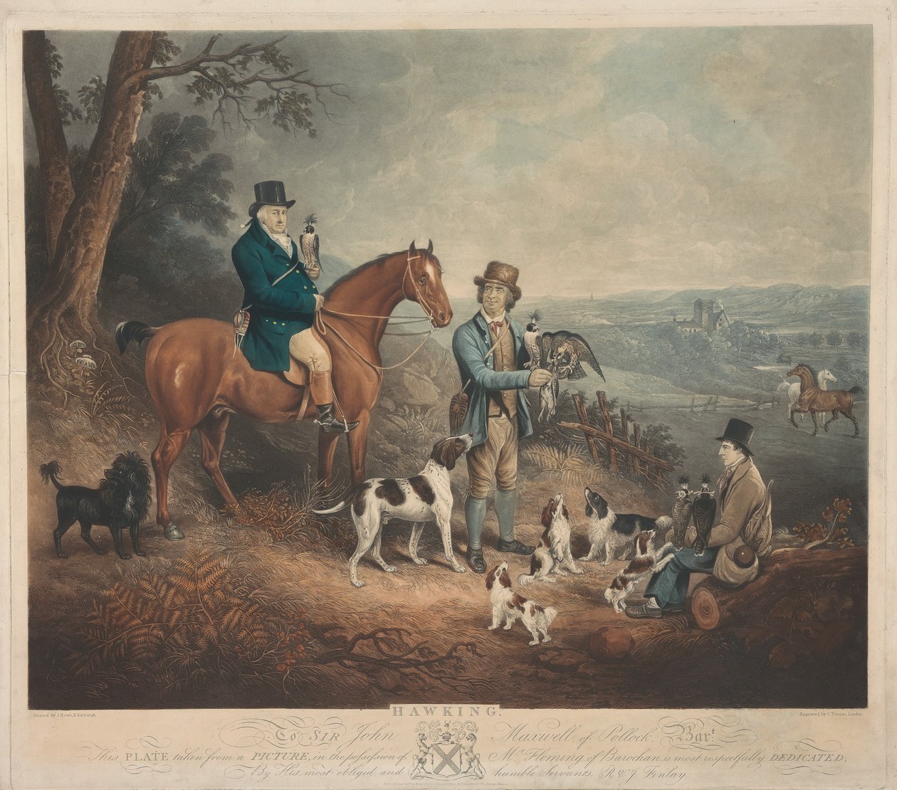 Malcolm Fleming of Barochan 1745-1811. Hawking by Charles Turner