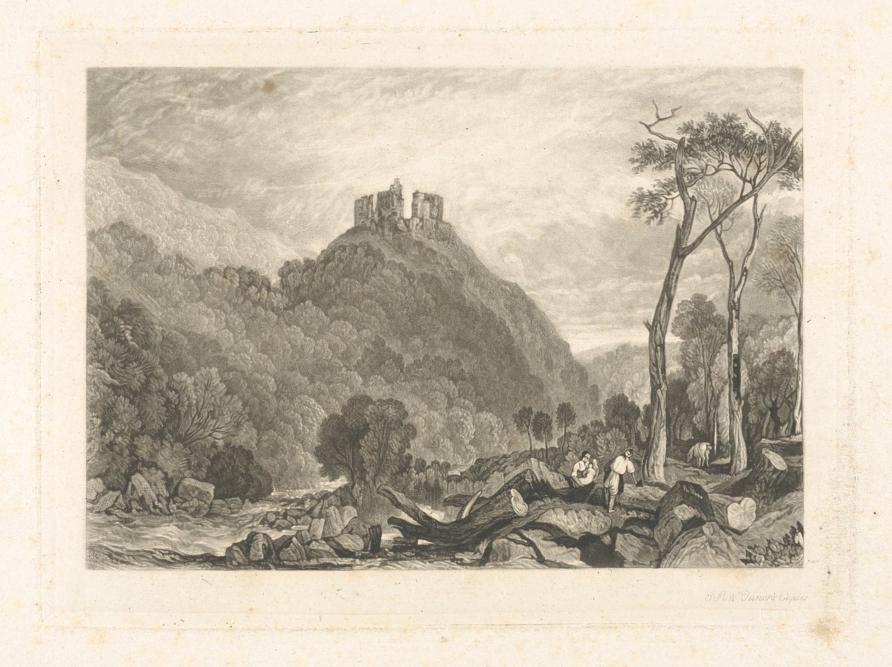 Okehampton Castle, on the River Okement by Charles Turner