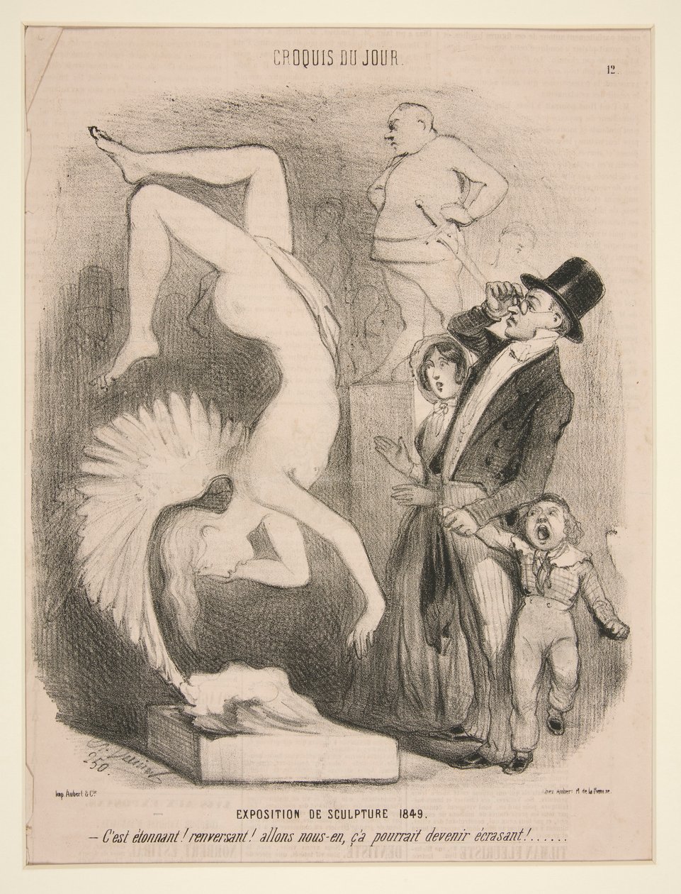 Exhibition of Sculpture 1849, from the series Croquis du Jour published in Le Charivari by Charles Vernier