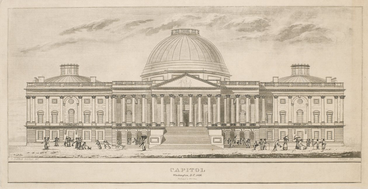 Capitol, Washington, D.C., engraved by Henry and James Stone, 1826 by Charles after Bulfinch