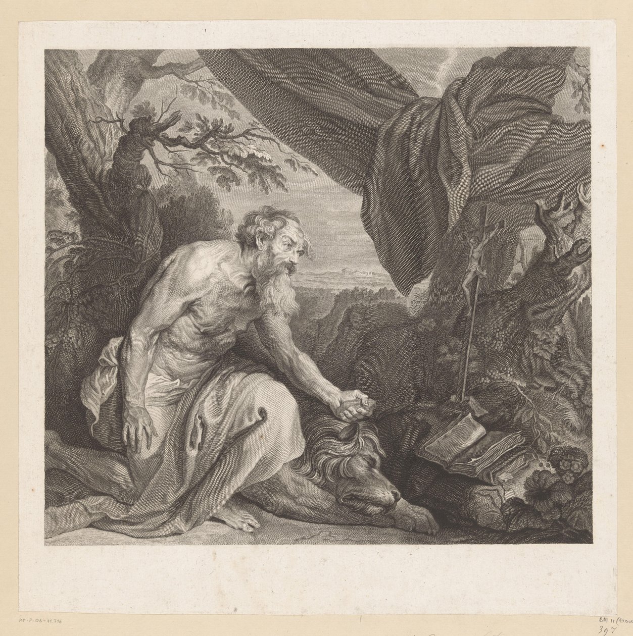 Jerome with Sleeping Lion and Crucifix by Charles de Beauvais (rejected attribution)