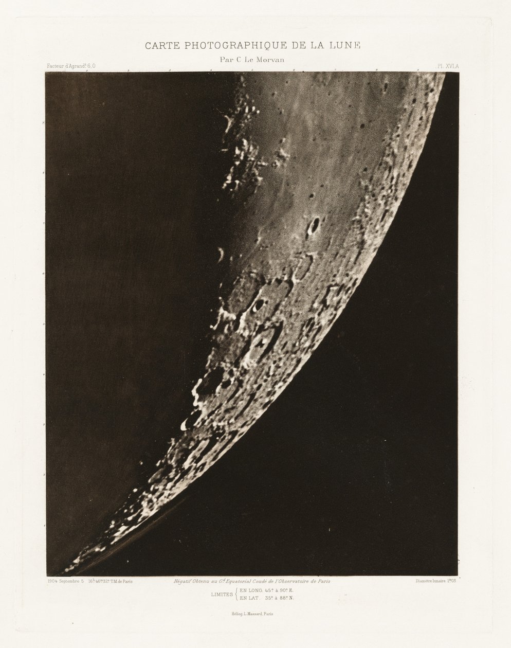 Photographic Chart of the Moon, plate XVI.A, September 5 by Charles le Morvan