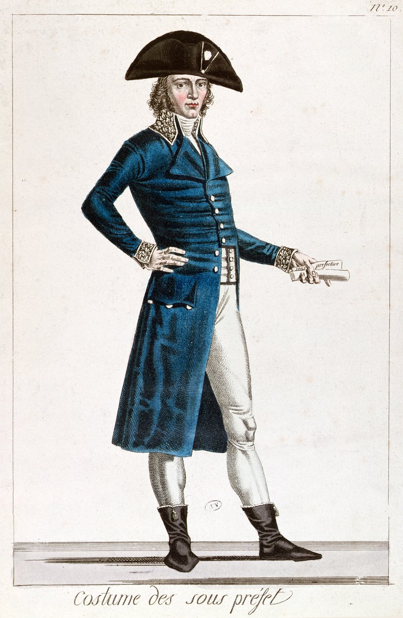 Costume of an Under-Prefect during the period of the Consulate (1799-1804) of the First Republic in France, c.1800 by Chataignier