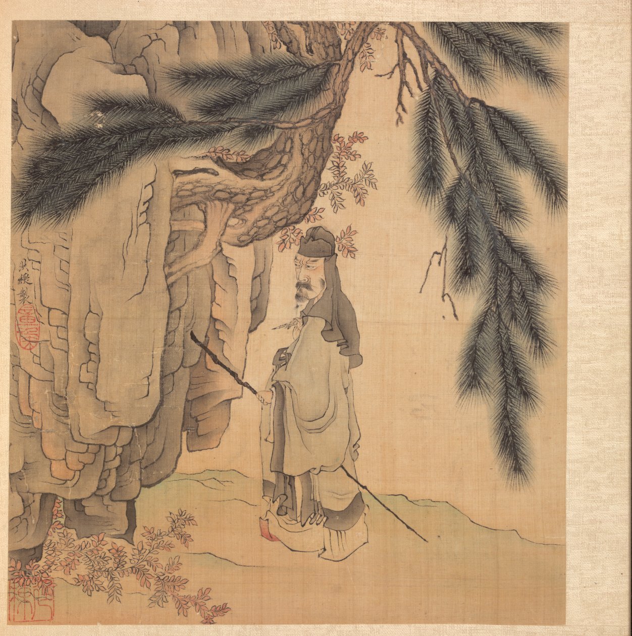 Paintings after Ancient Masters: Scholar with Staff and Brush by Chen Hongshou