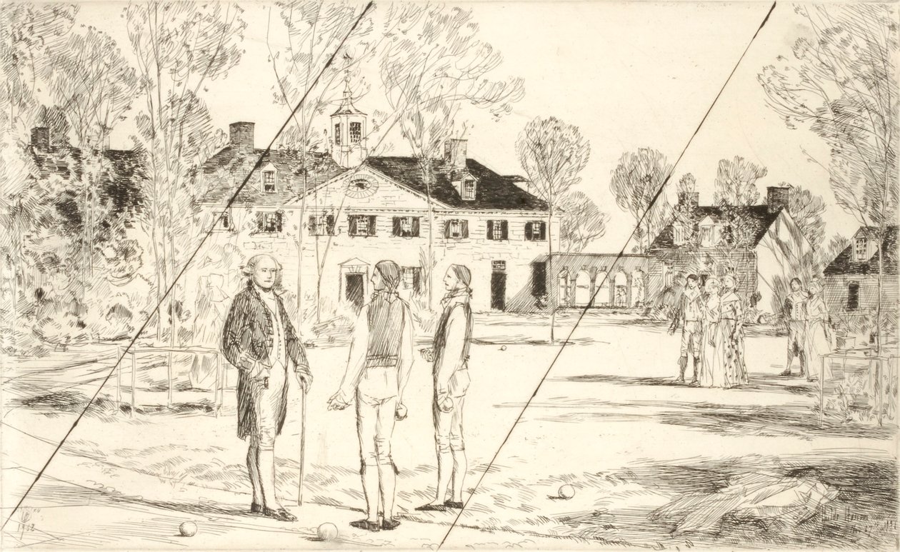 Washington at Mount Vernon (cancelled plate from the portfolio "The Bicentennial Pageant of George Washington") by Childe Hassam