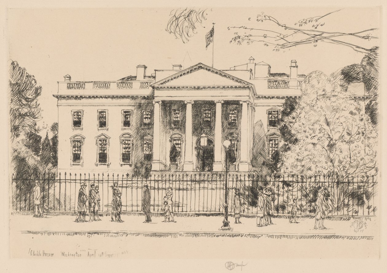 White House, Washington, 1925 by Childe Hassam