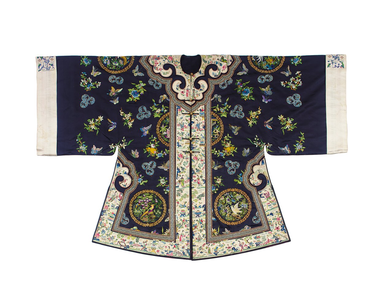 Embroidered midnight-blue Han women's informal overcoat, 3rd quarter of ...