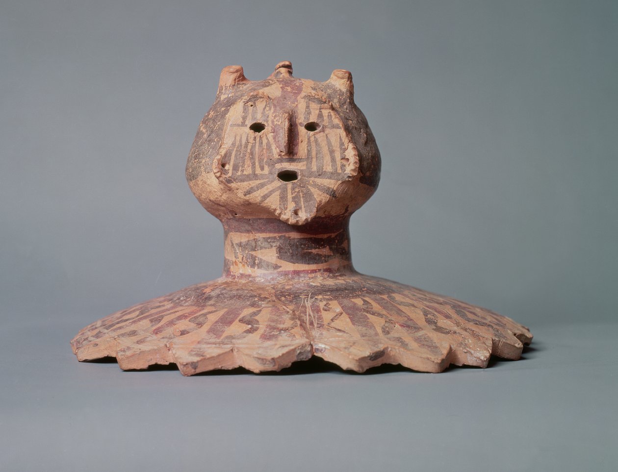 Lid from a Yangshao Pot, Possibly Depicting the Face of a Shaman, Yangshao Period by Chinese School