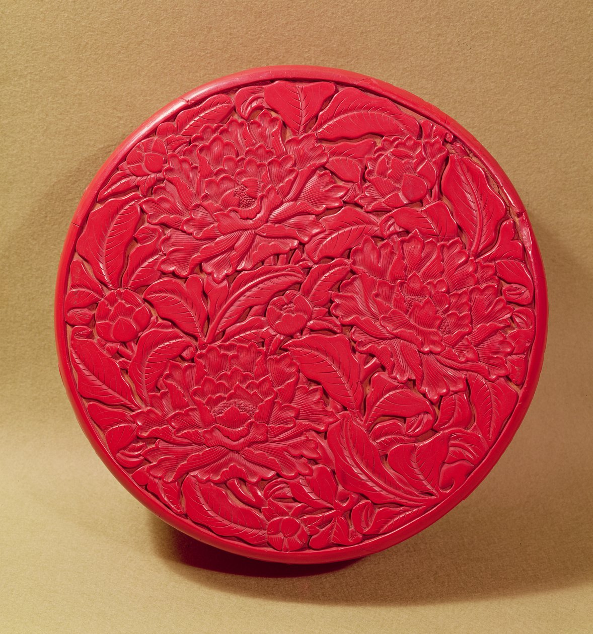 Red lacquer box decorated with peonies, c.1426-35 by Chinese School