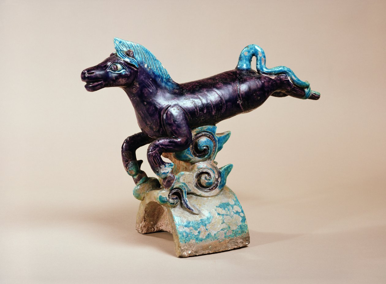 Ridge tile with flying horse design, Ming by Chinese School