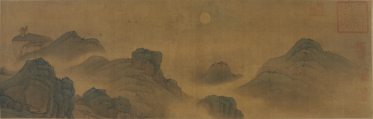 Sun and moon over land and sea by Chinese School