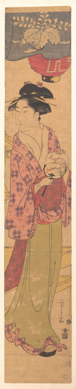 A Girl with a Fan by Chobunsai Eishi