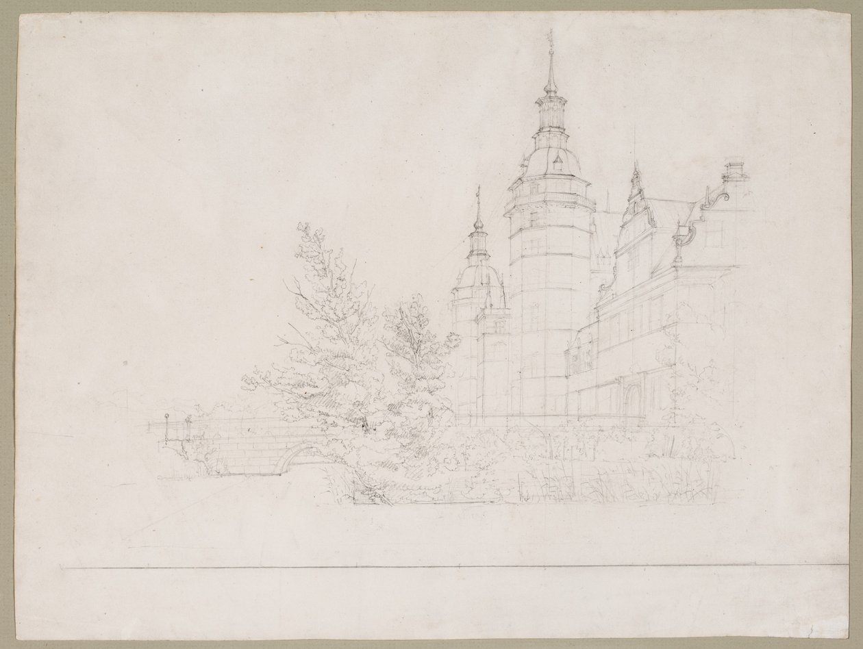Frederiksborg Castle. Part by the Coin Bridge by Christen Købke