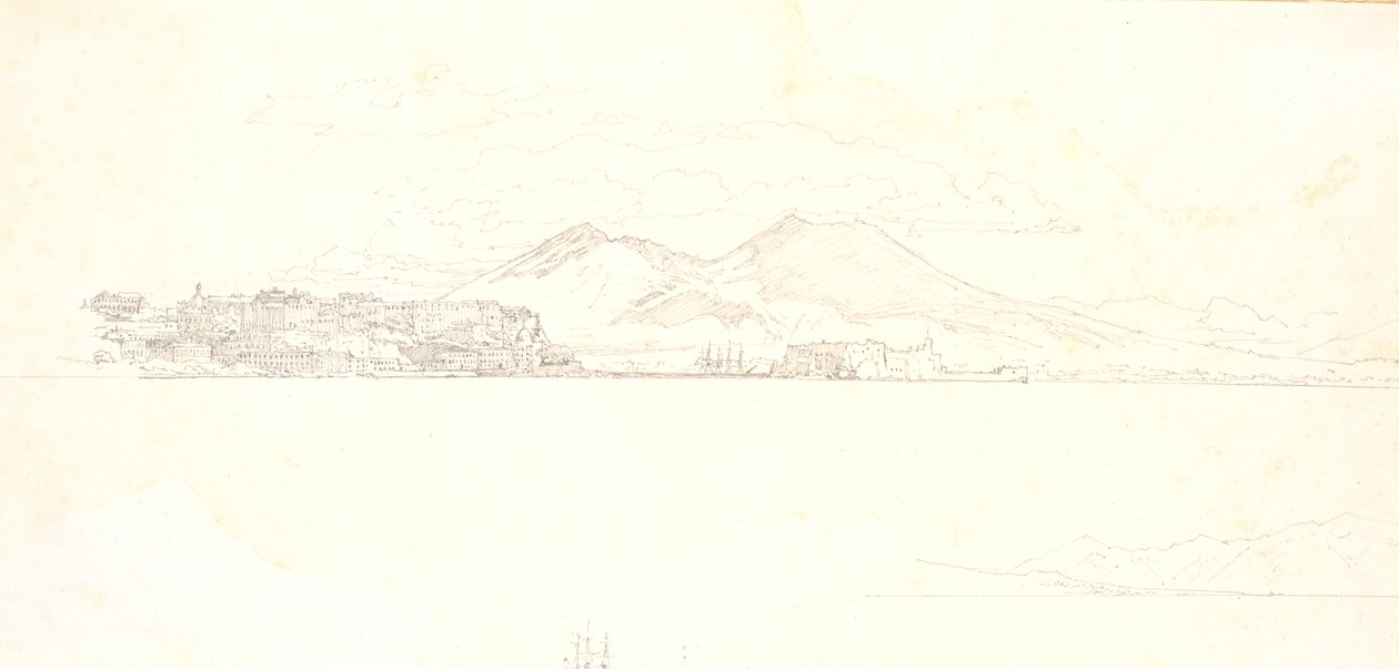 View of the Bay of Naples from Villa Reale. Vesuvius in the Background by Christen Købke
