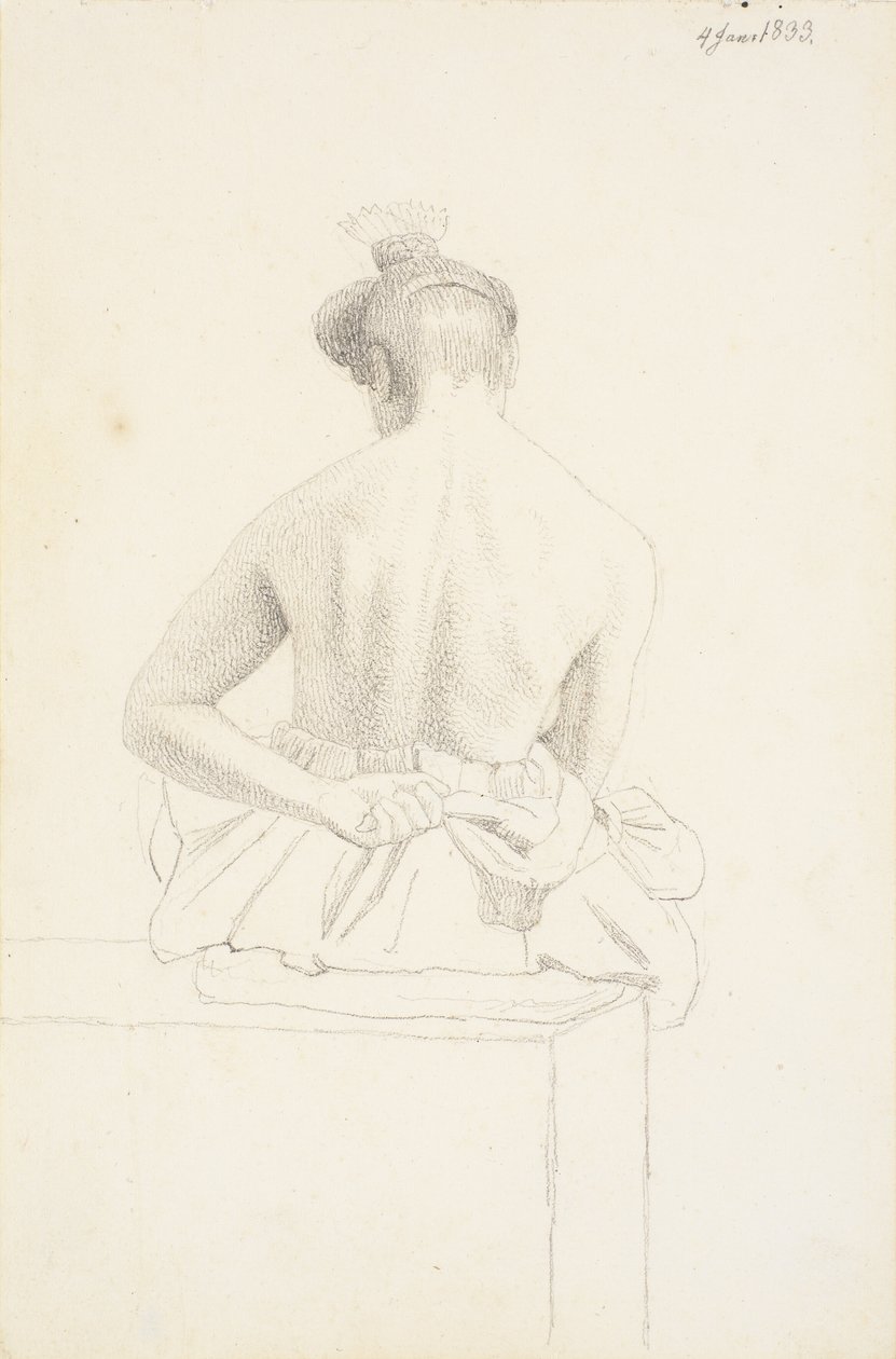 Seated Female Model Seen from Behind by Christen Købke
