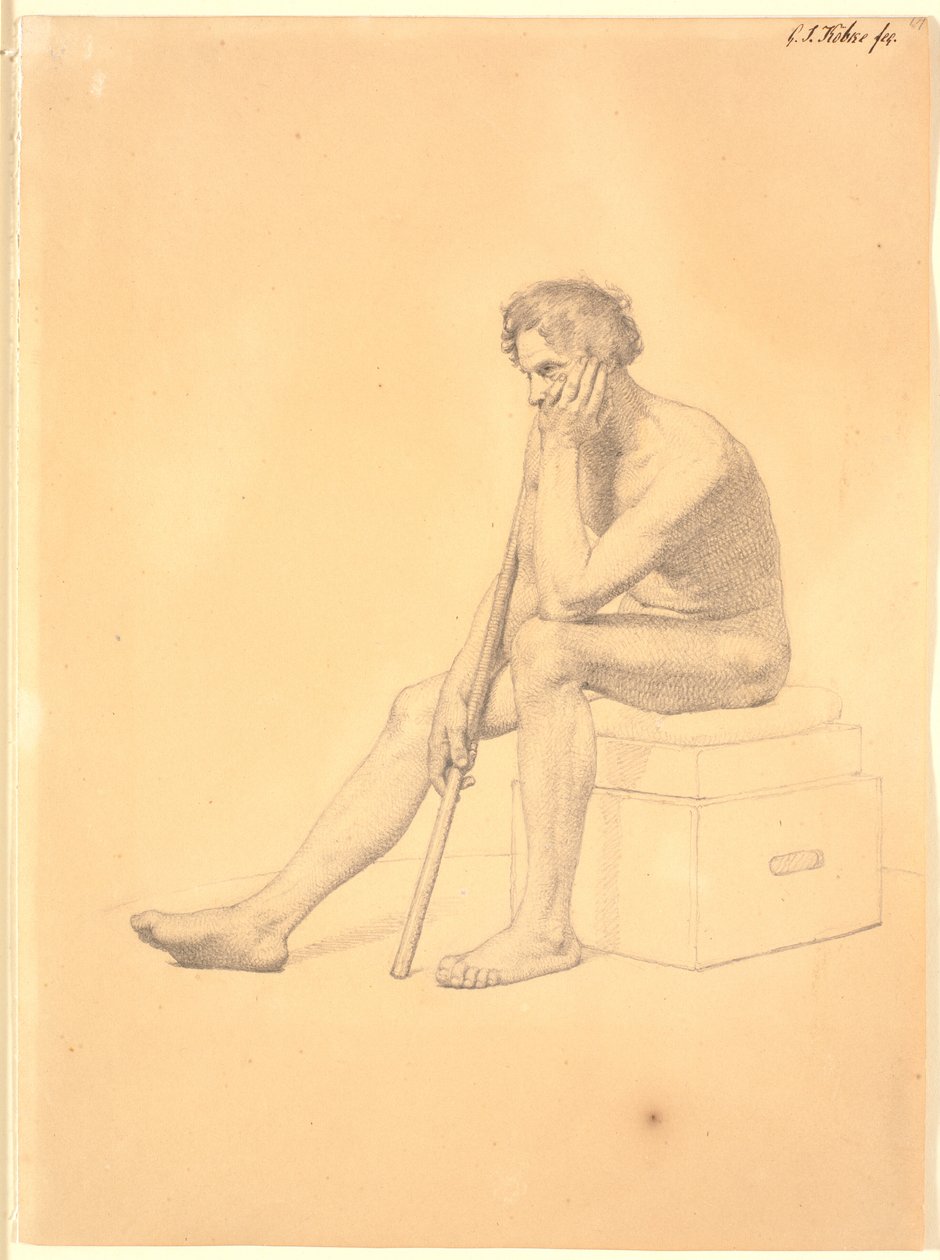 Seated Male Academy Model by Christen Købke