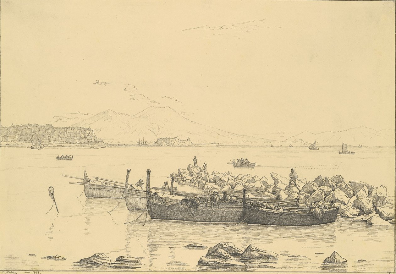 The Bay of Naples with Vesuvius in the Background by Christen Købke