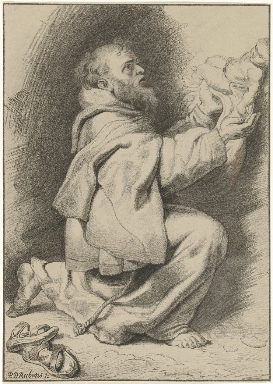 Saint Francis of Assisi Receives the Christ Child from Mary by Christiaan Josi