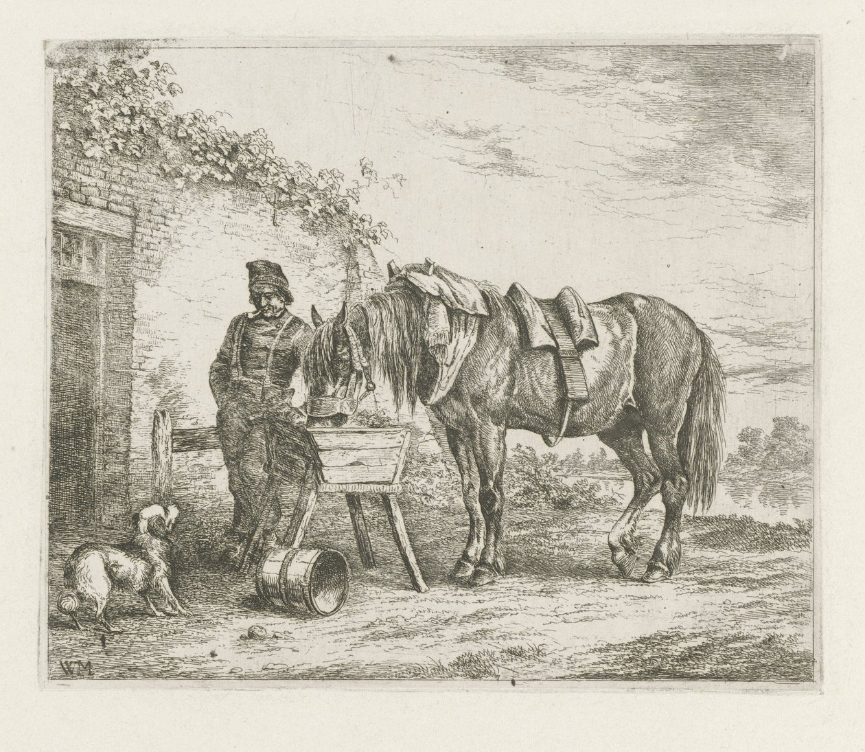 Horse by a Feeding Trough by Christiaan Wilhelmus Moorrees