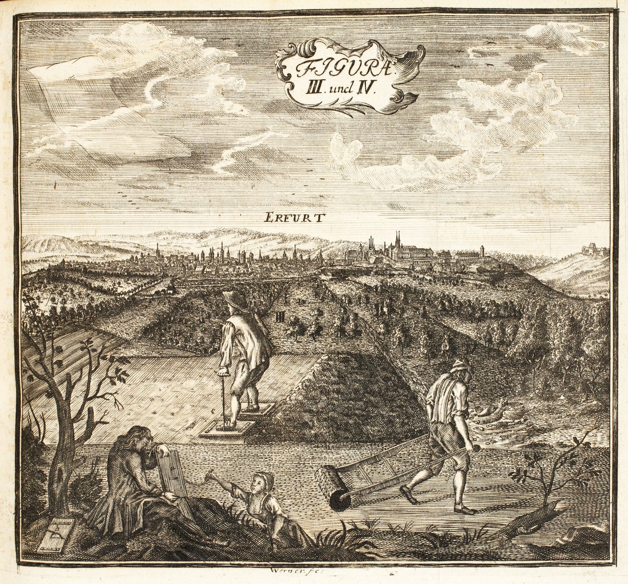 Gardeners Preparing the Ground for Seeding, pub. Erfurt in Thuringia by Christian Reicharts