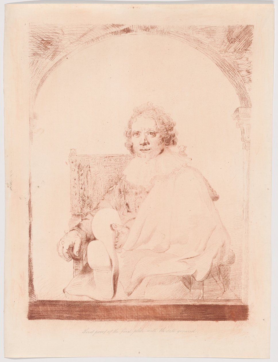 Portrait of a Man in an Armchair, from Collection of Imitations of Drawings after the Principal Dutch and Flemish Masters by Christian Josi