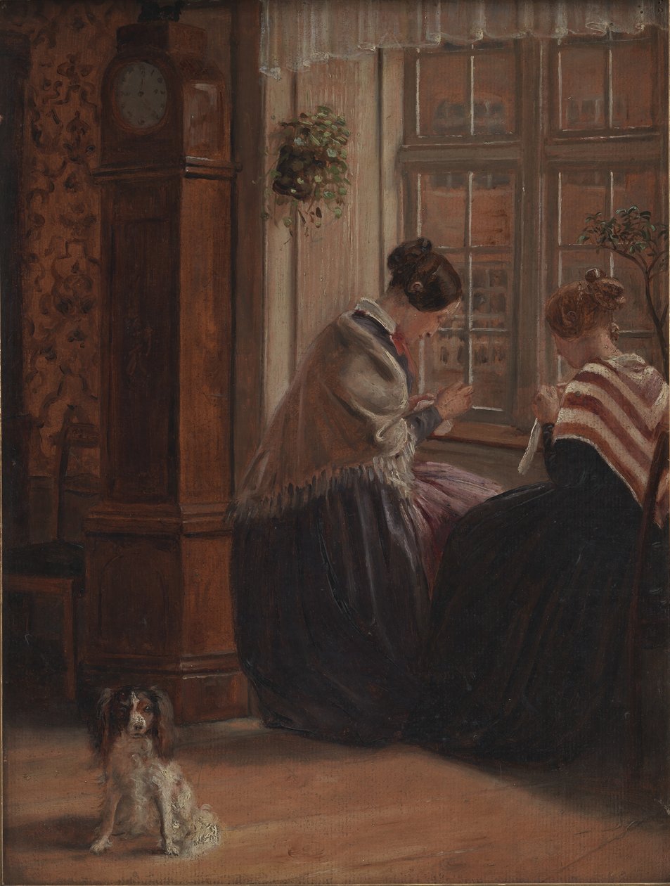 Two Ladies Sitting by a Window and Sewing by Christian Rudolph Vogelsang