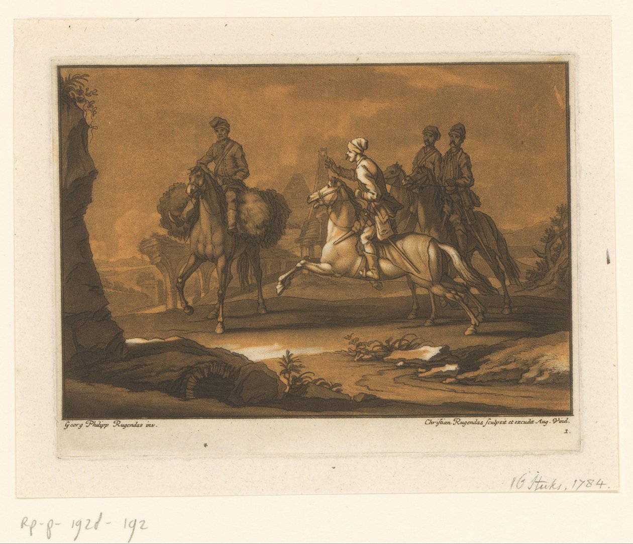 Three Cavalrymen Stopping a Traveler by Christian Rugendas