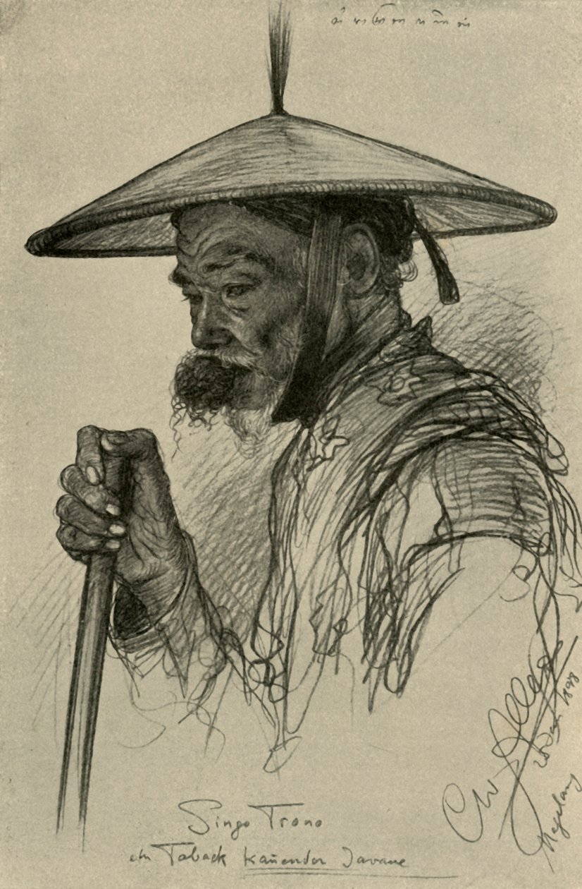 Singo Trono - man chewing tobacco, Magelang, Java by Christian Wilhelm Allers