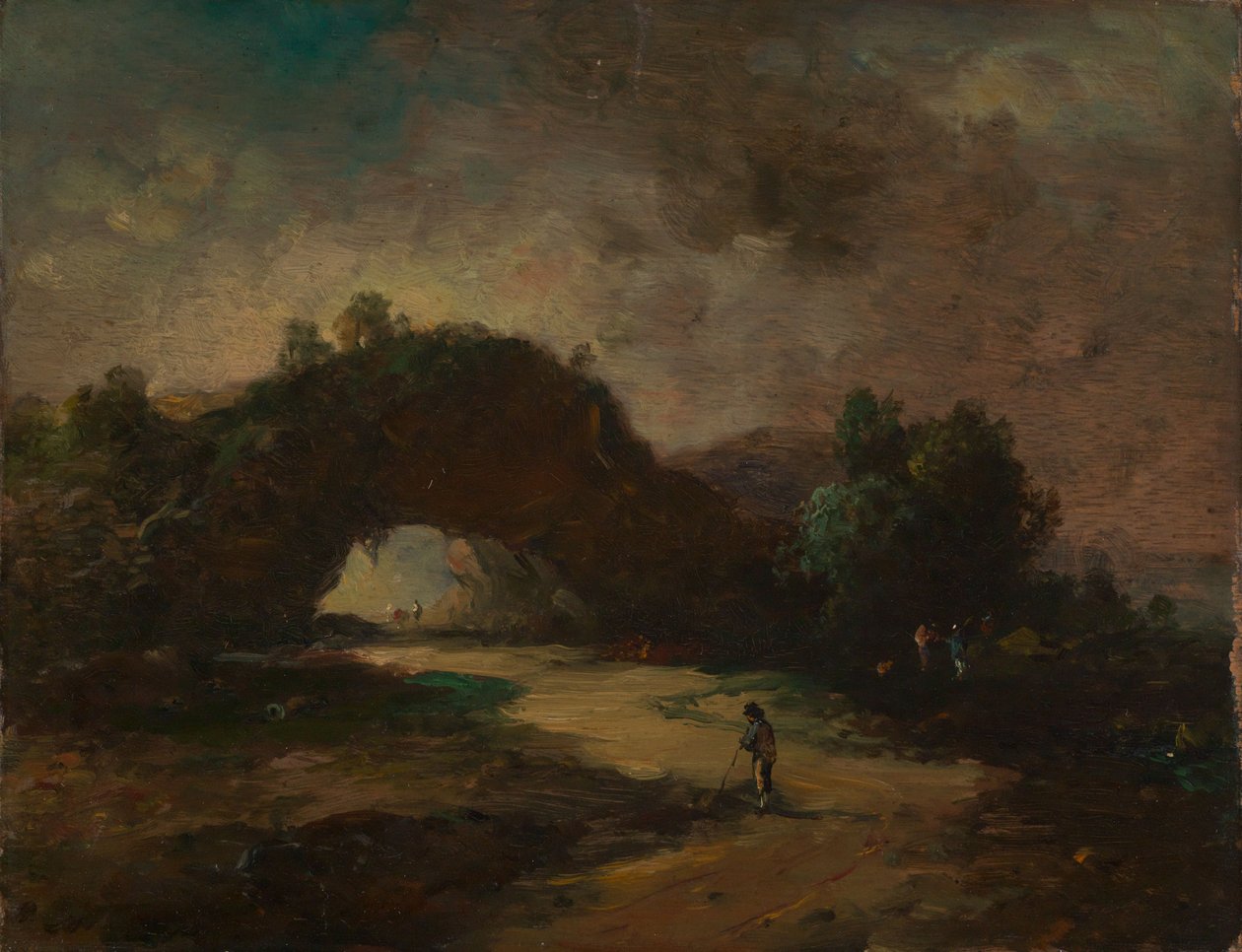 Landscape with a Rock Arch Overgrown with Bushes by Christian Wilhelm Ernst Dietrich