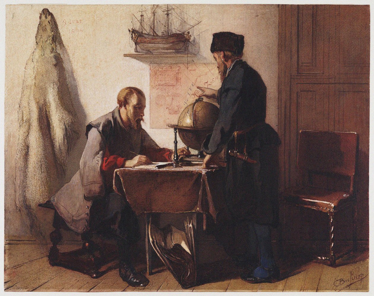 Jacob van Heemskerk and Willem Barendsz Plan Their Trip to the Arctic in 1594 by Christoffel Bisschop