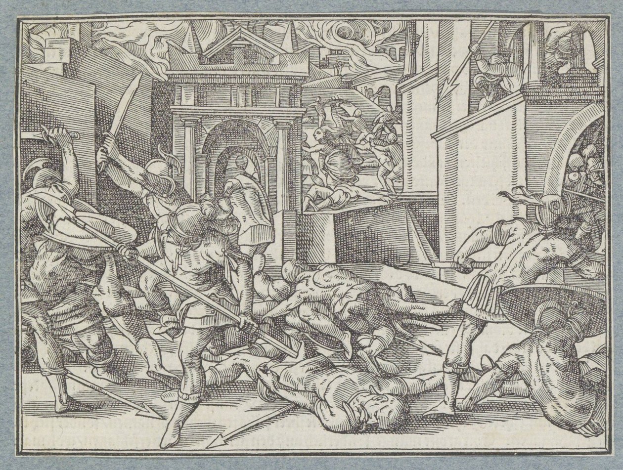 Fighting Soldiers in a City (Battle in Jerusalem) by Christoffel van Sichem (I)